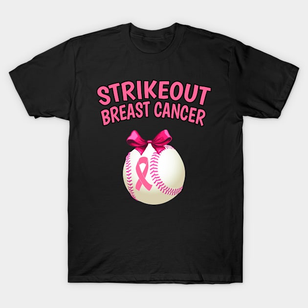 Strike Out Breast Cancer Awareness - Baseball Pink Ribbon T-Shirt by Trade Theory